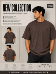 Premium Chinese Ribbed Oversized Pocket T-Shirt - Image 3